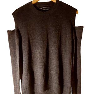 Allsaints 100% Marino wool off shoulders long sleeve pullover women S tall black